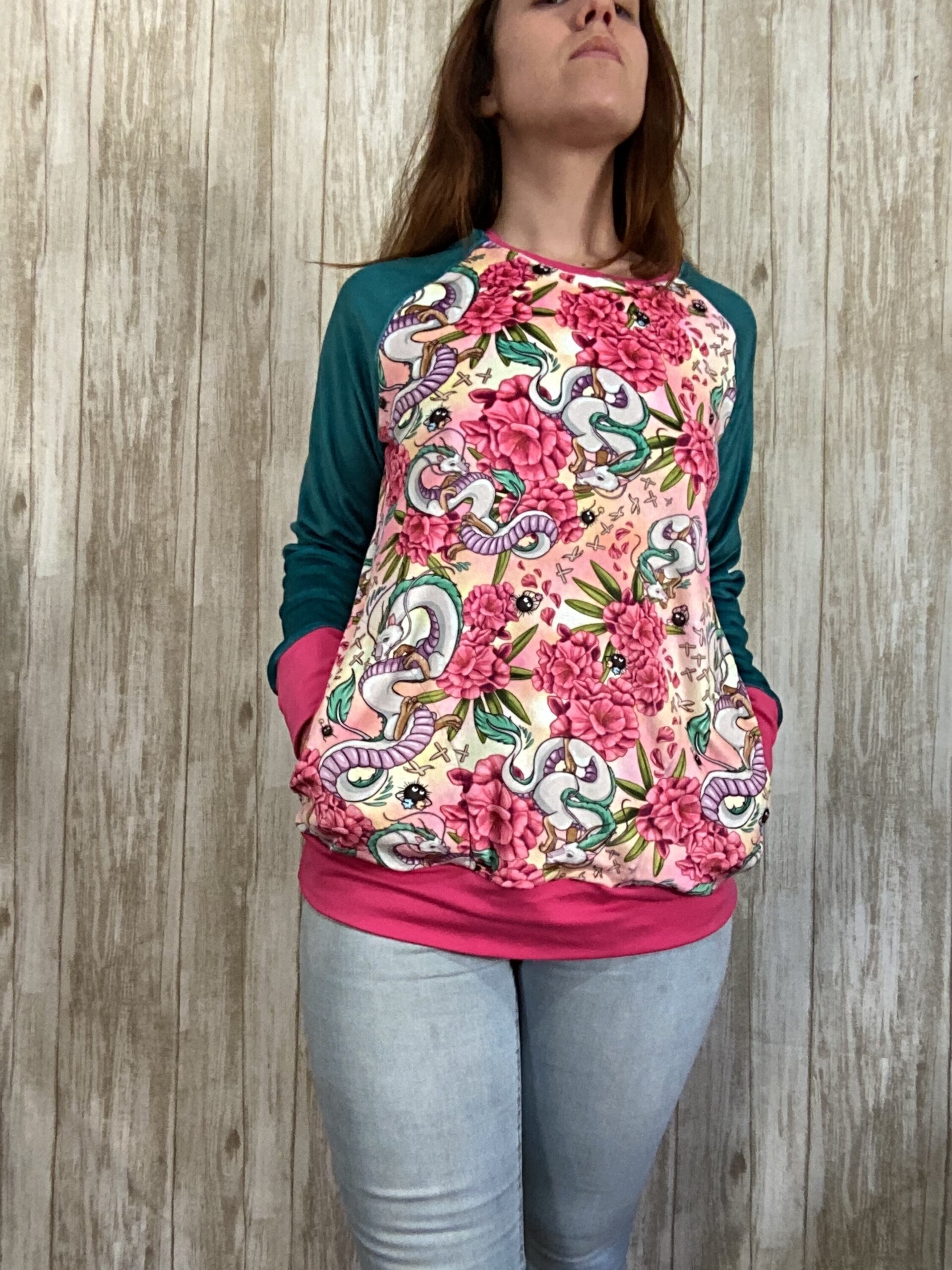 Sudadera talla L (40). Fluffiest. Haku con flores. Totoro. Ghibli. - 2