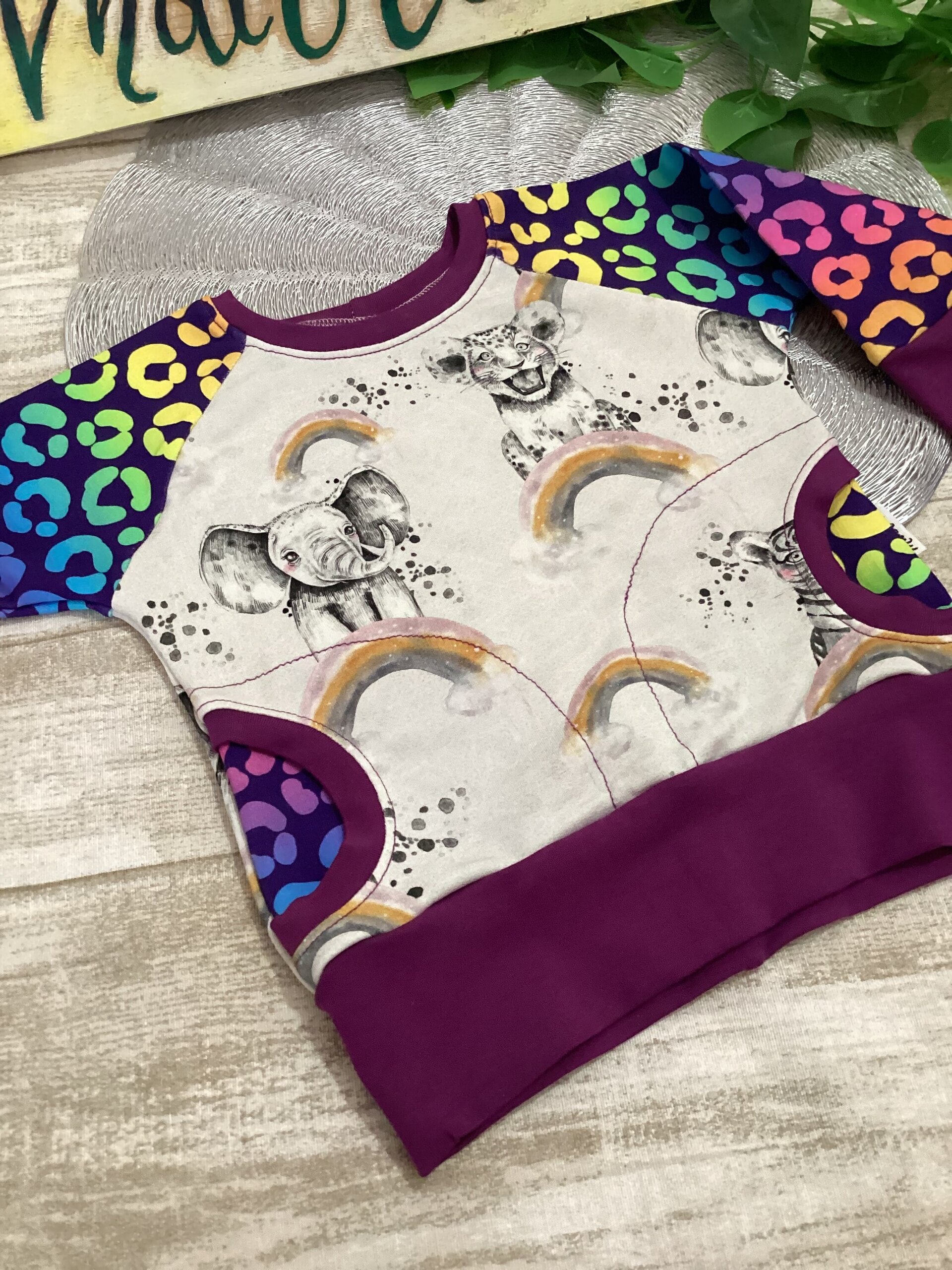 Sudadera 3/12 meses. French terry. Animales y animal print multicolor. - 2