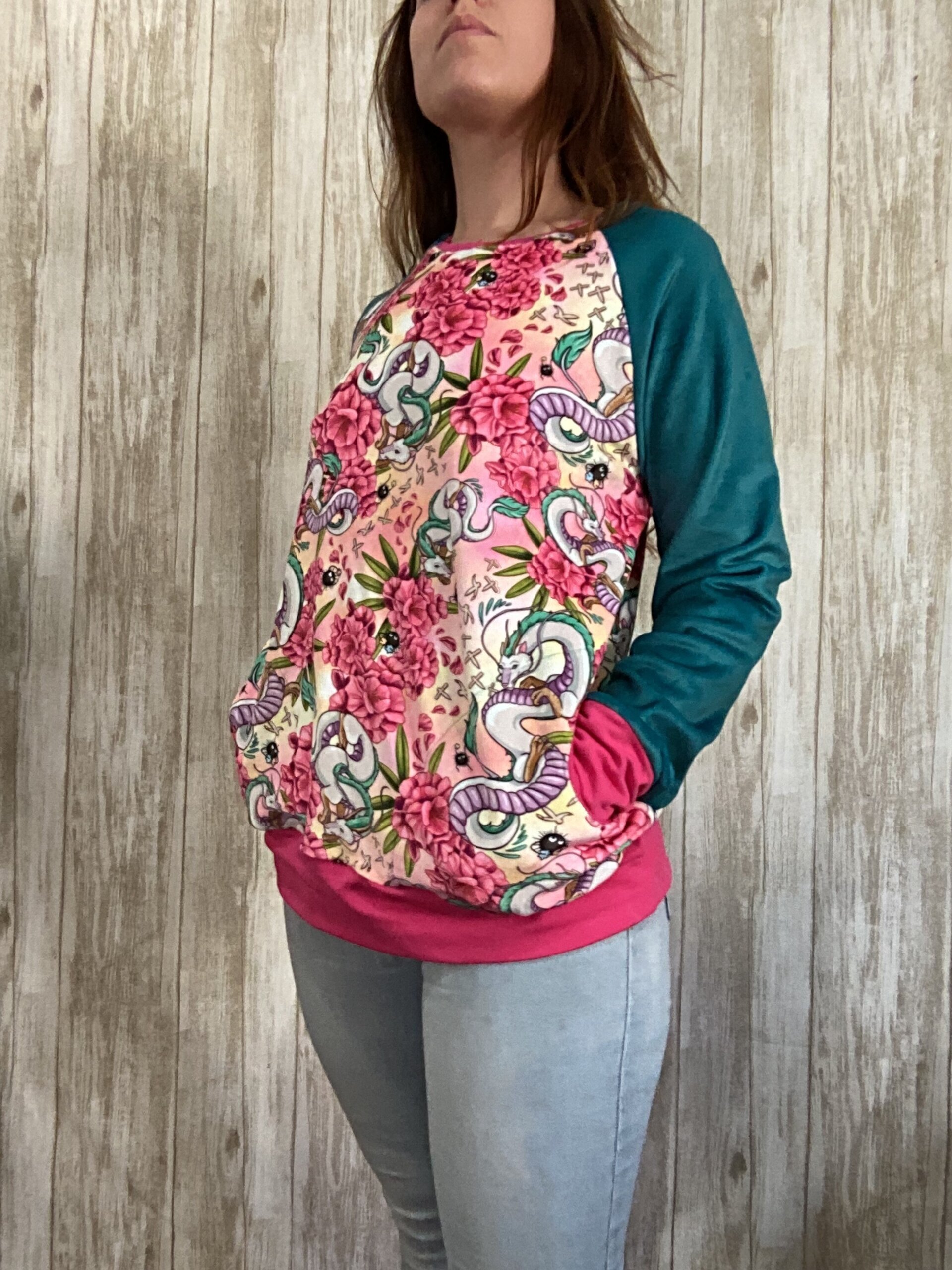 Sudadera talla L (40). Fluffiest. Haku con flores. Totoro. Ghibli. - 3