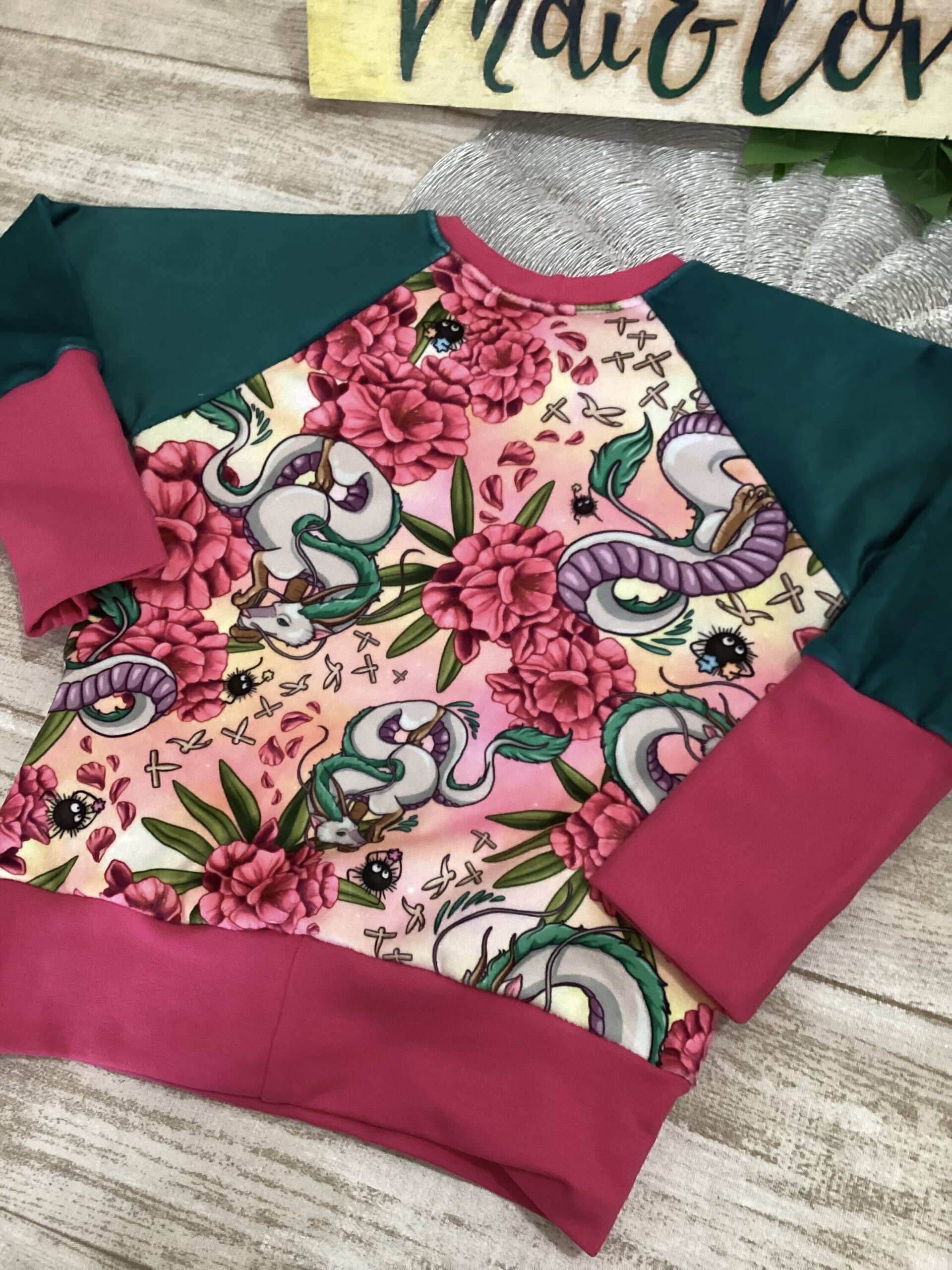 Sudadera 1/3 años. Fluffiest. Haku con flores. Totoro. Ghibli. - 4